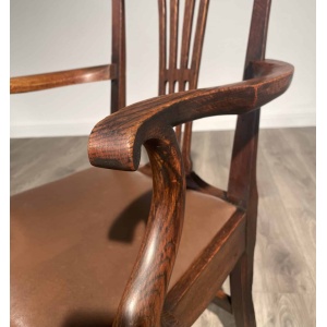 Antique Edwardian Armchair / Office Chair In Oak