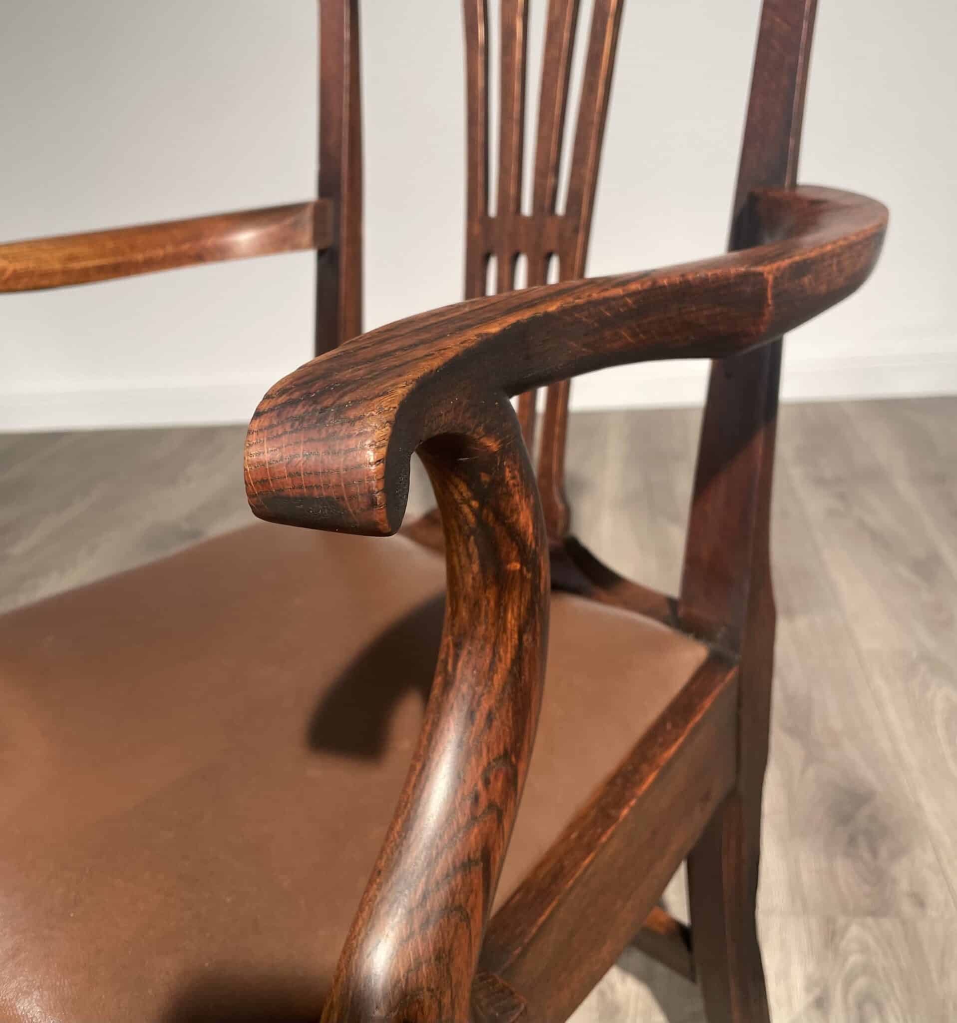Antique Edwardian Armchair / Office Chair In Oak