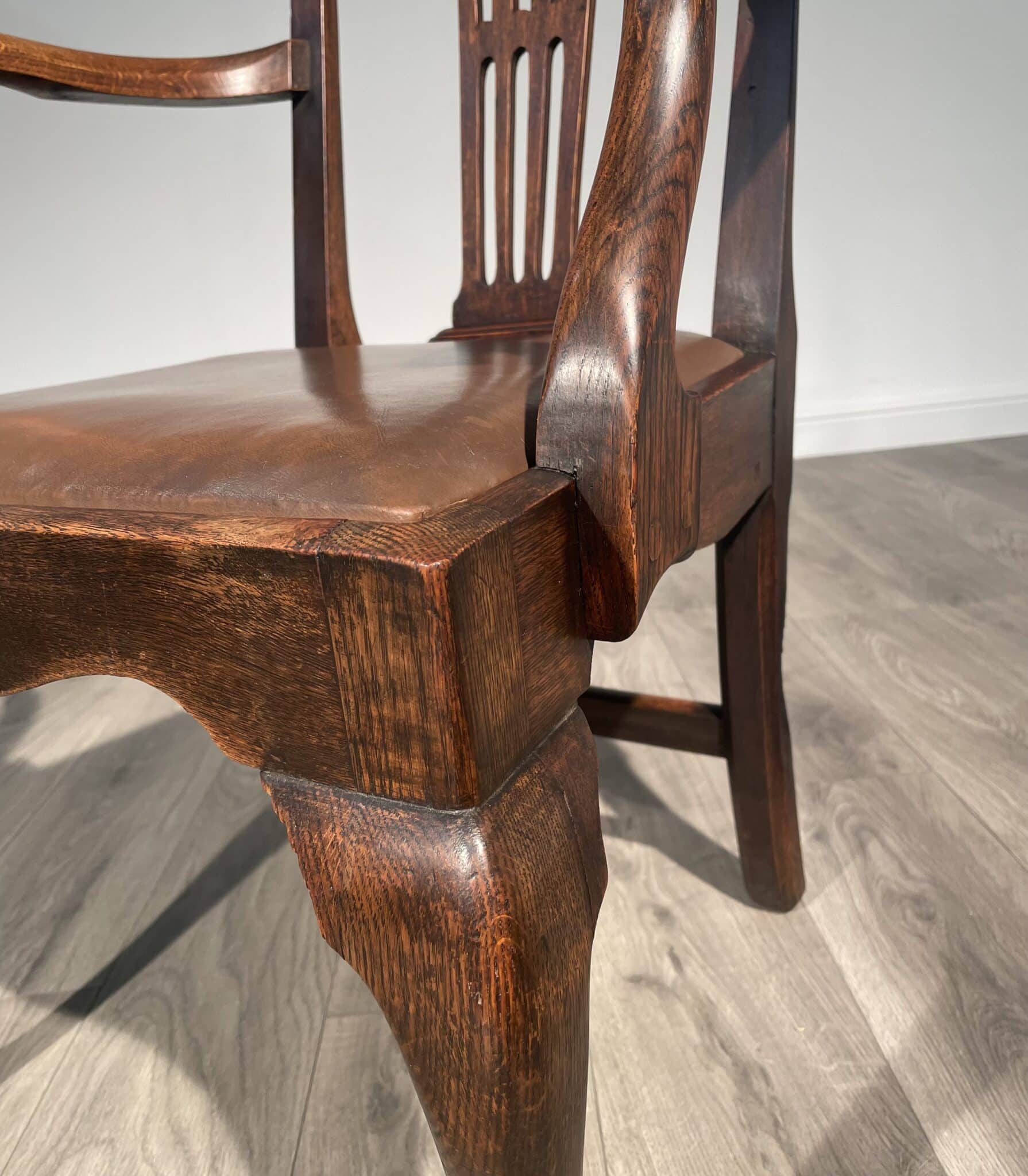 Antique Edwardian Armchair / Office Chair In Oak