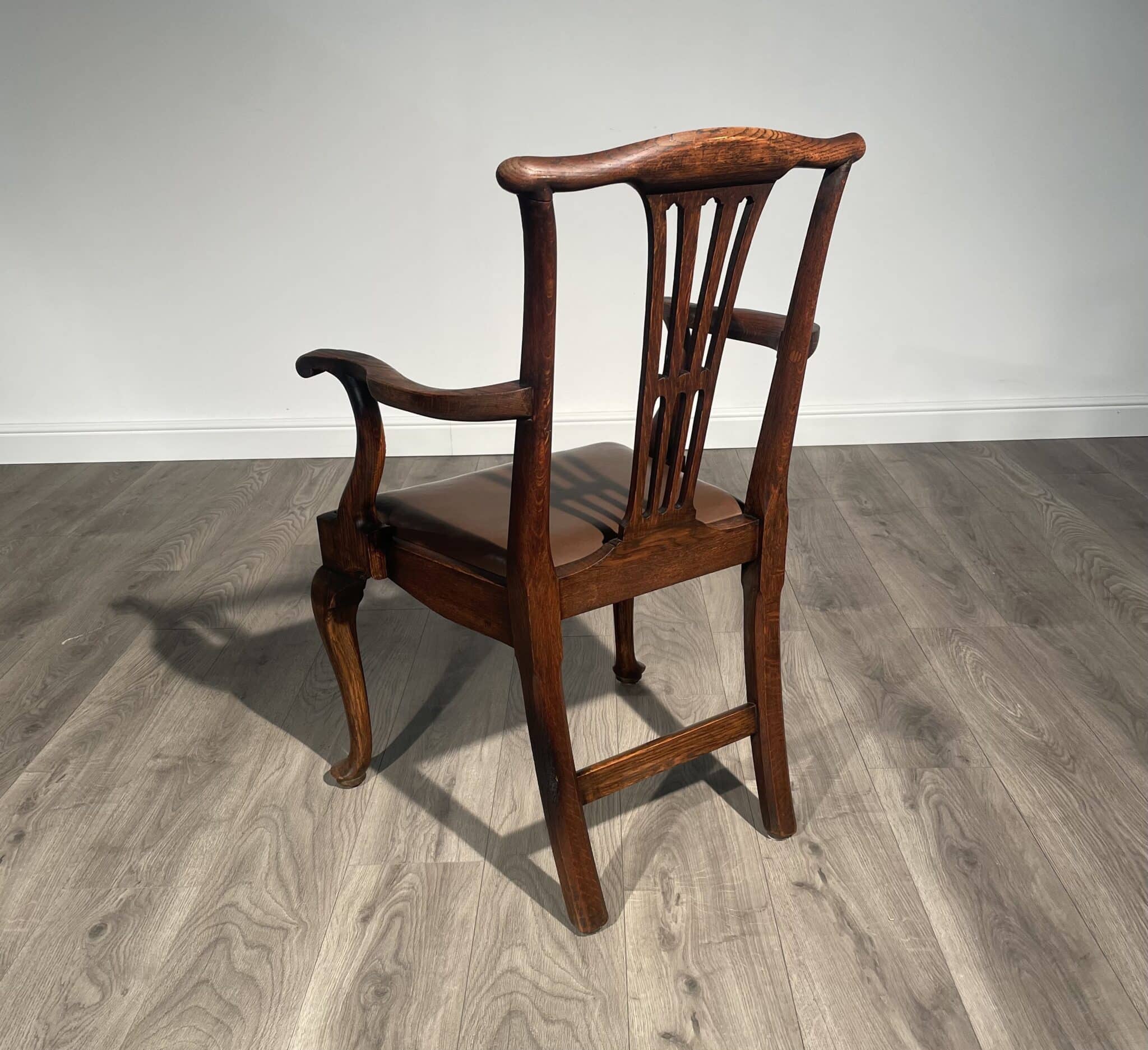Antique Edwardian Armchair / Office Chair In Oak