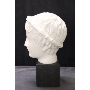 Head of a Young Bacchus, 20th Century, White Marble Sculpture