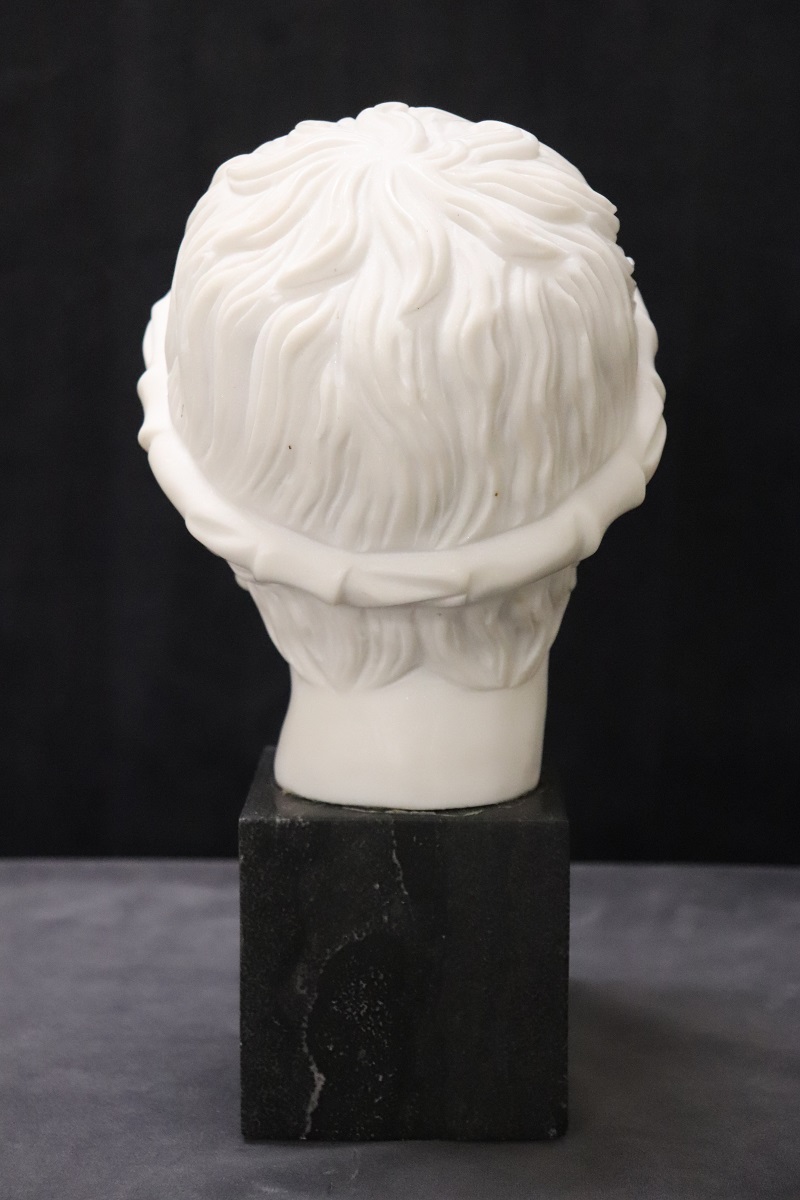 Head of a Young Bacchus, 20th Century, White Marble Sculpture