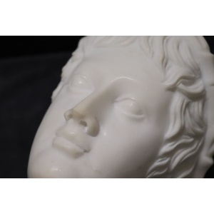 Head of a Young Bacchus, 20th Century, White Marble Sculpture