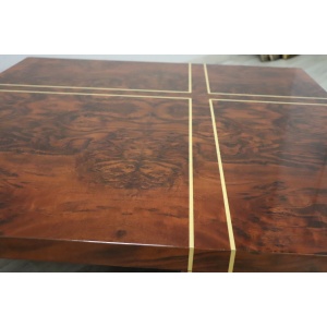 Square Coffee Table in Walnut Burl, 1970s