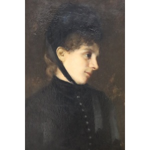 G. Puricelli, Antique Portrait of Woman, Oil on Canvas