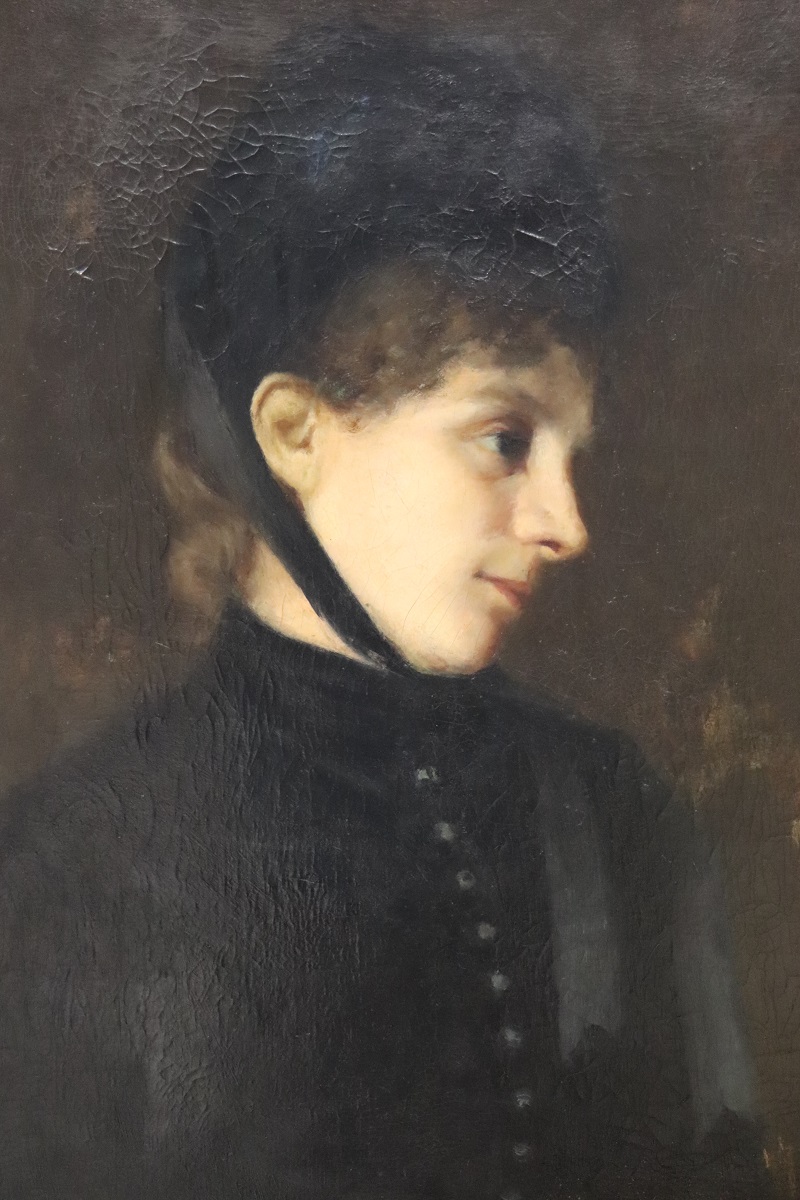 G. Puricelli, Antique Portrait of Woman, Oil on Canvas