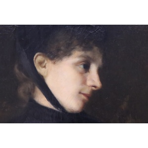 G. Puricelli, Antique Portrait of Woman, Oil on Canvas
