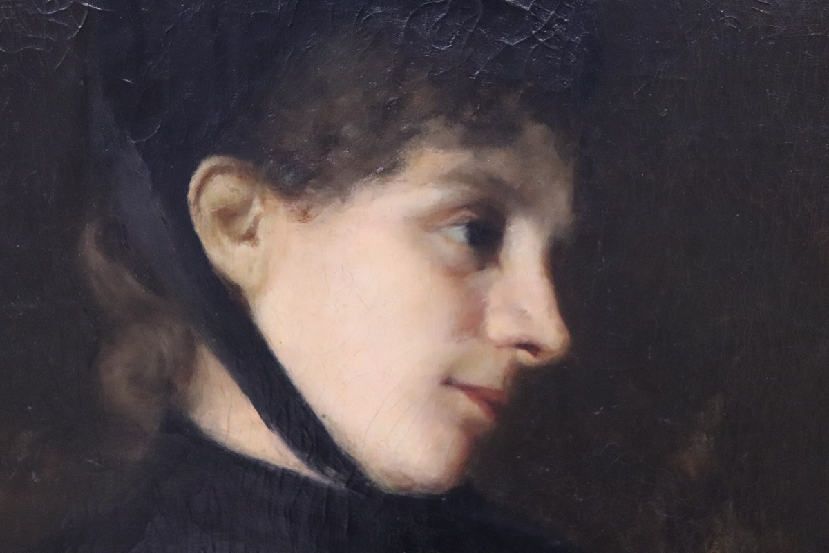 G. Puricelli, Antique Portrait of Woman, Oil on Canvas