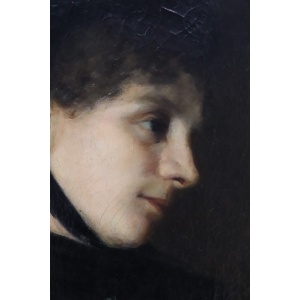 G. Puricelli, Antique Portrait of Woman, Oil on Canvas