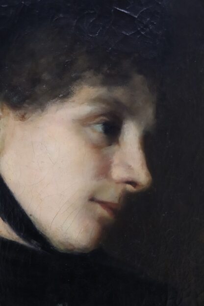 G. Puricelli, Antique Portrait of Woman, Oil on Canvas - Image 7