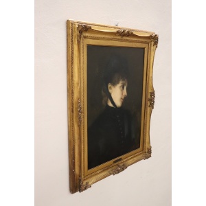 G. Puricelli, Antique Portrait of Woman, Oil on Canvas