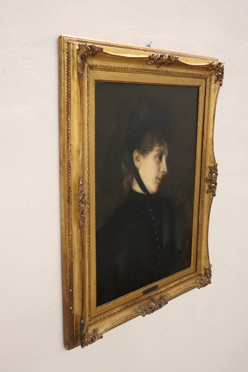 G. Puricelli, Antique Portrait of Woman, Oil on Canvas