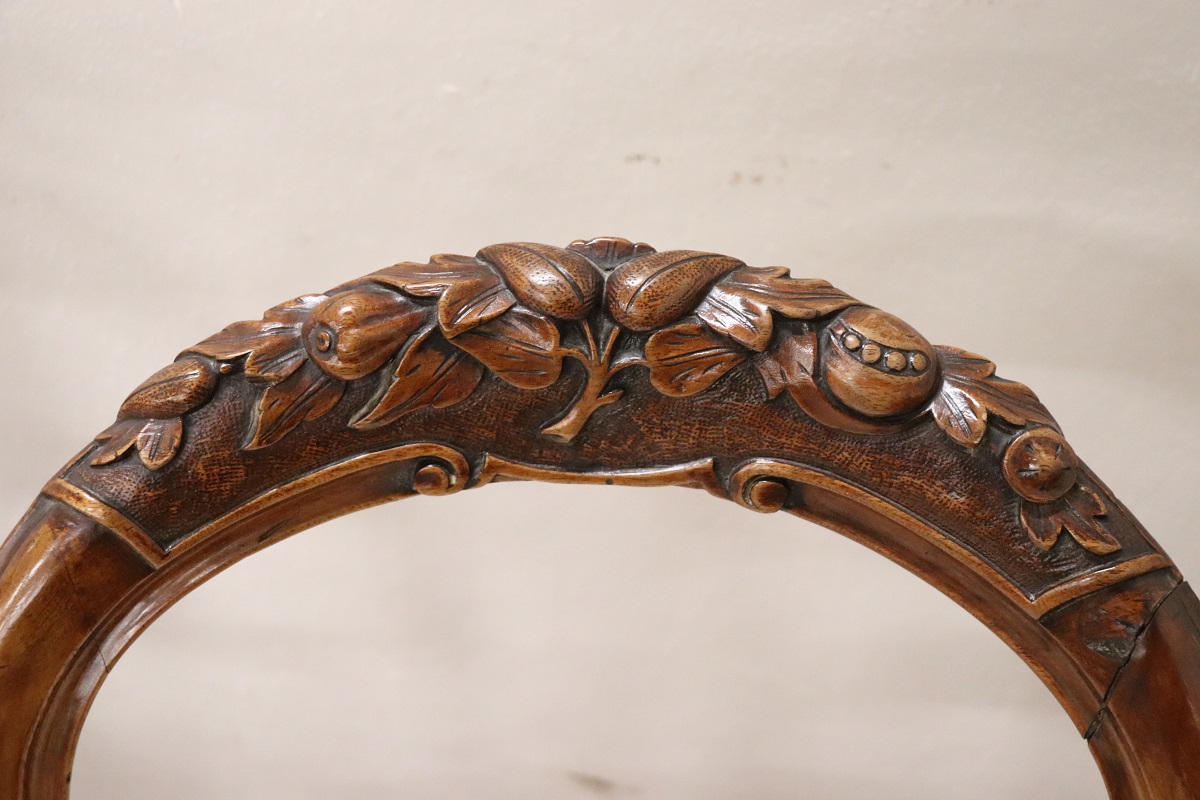 Dining Chairs in Carved Walnut, Mid-19th Century, Set of 4