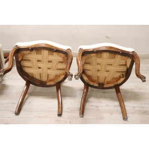 Dining Chairs in Carved Walnut, Mid-19th Century, Set of 4
