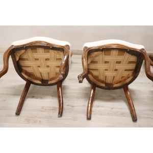 Dining Chairs in Carved Walnut, Mid-19th Century, Set of 4