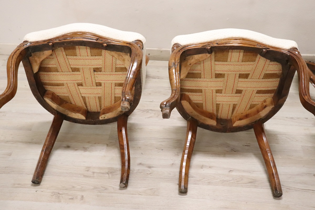 Dining Chairs in Carved Walnut, Mid-19th Century, Set of 4