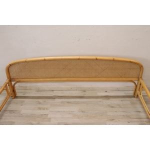 Vintage Double Bed in Bamboo and Vienna Straw, 1980s