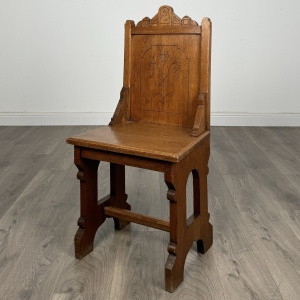 Antique 19th Century Pair Of Gothic Hall Chair’s In Oak