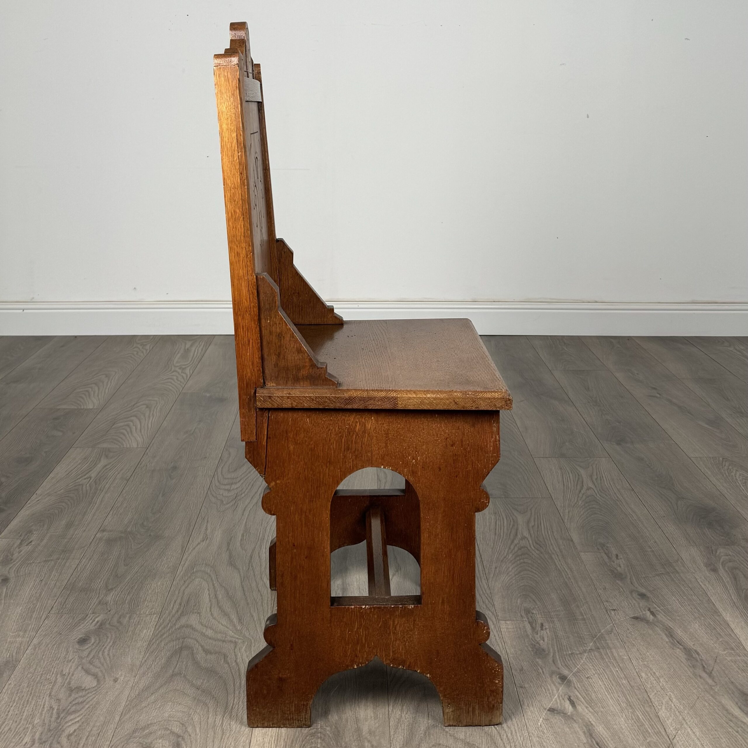 Antique 19th Century Pair Of Gothic Hall Chair’s In Oak