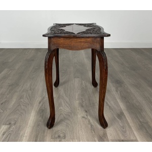 Antique 20th Century Carved Side Table In Oak