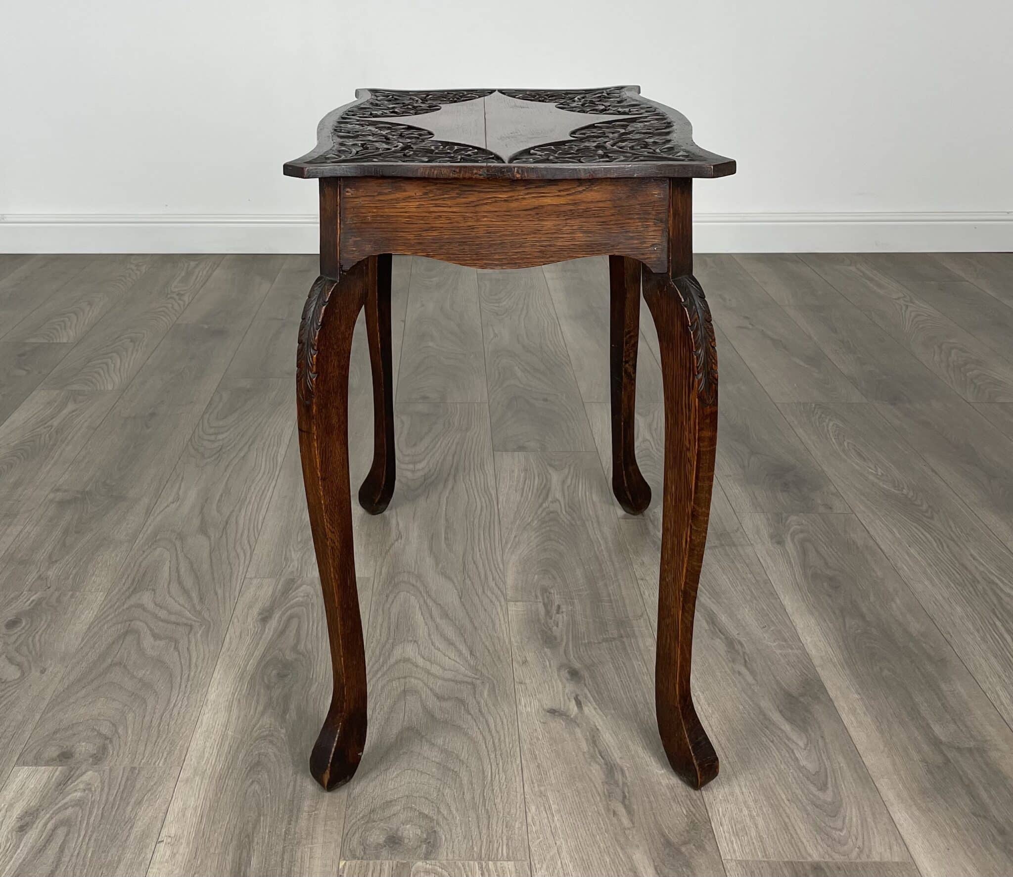 Antique 20th Century Carved Side Table In Oak