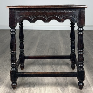 Antique 19th Century Carved Oak Side Table