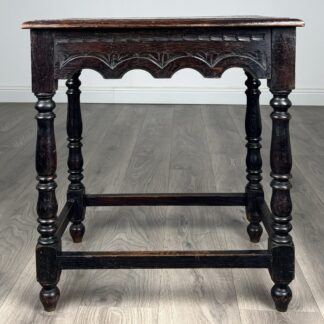 Antique 19th Century Carved Oak Side Table