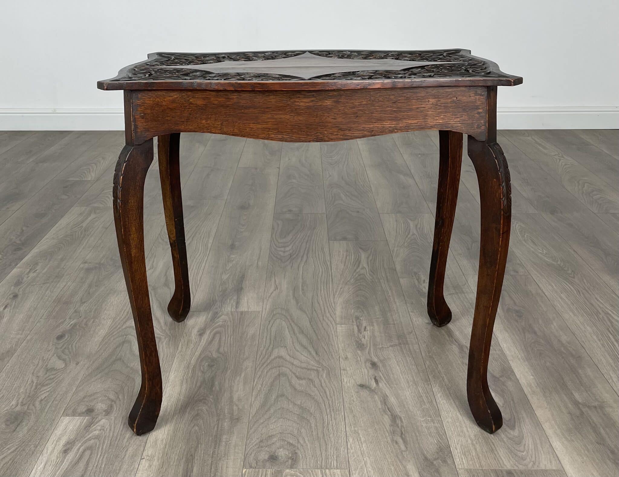 Antique 20th Century Carved Side Table In Oak