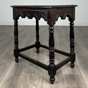 Antique 19th Century Carved Oak Side Table