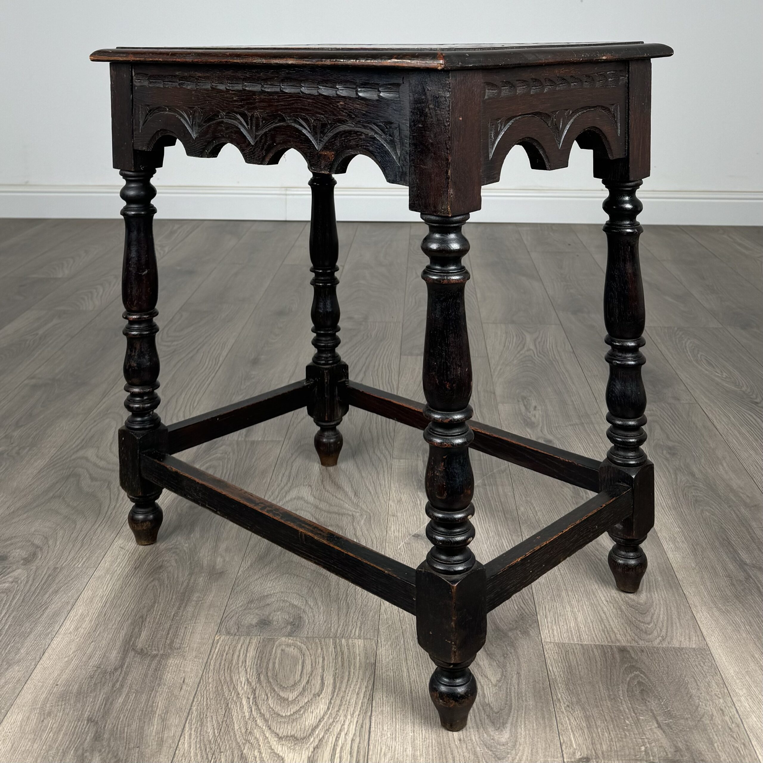 Antique 19th Century Carved Oak Side Table