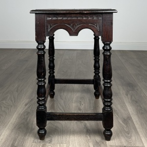 Antique 19th Century Carved Oak Side Table