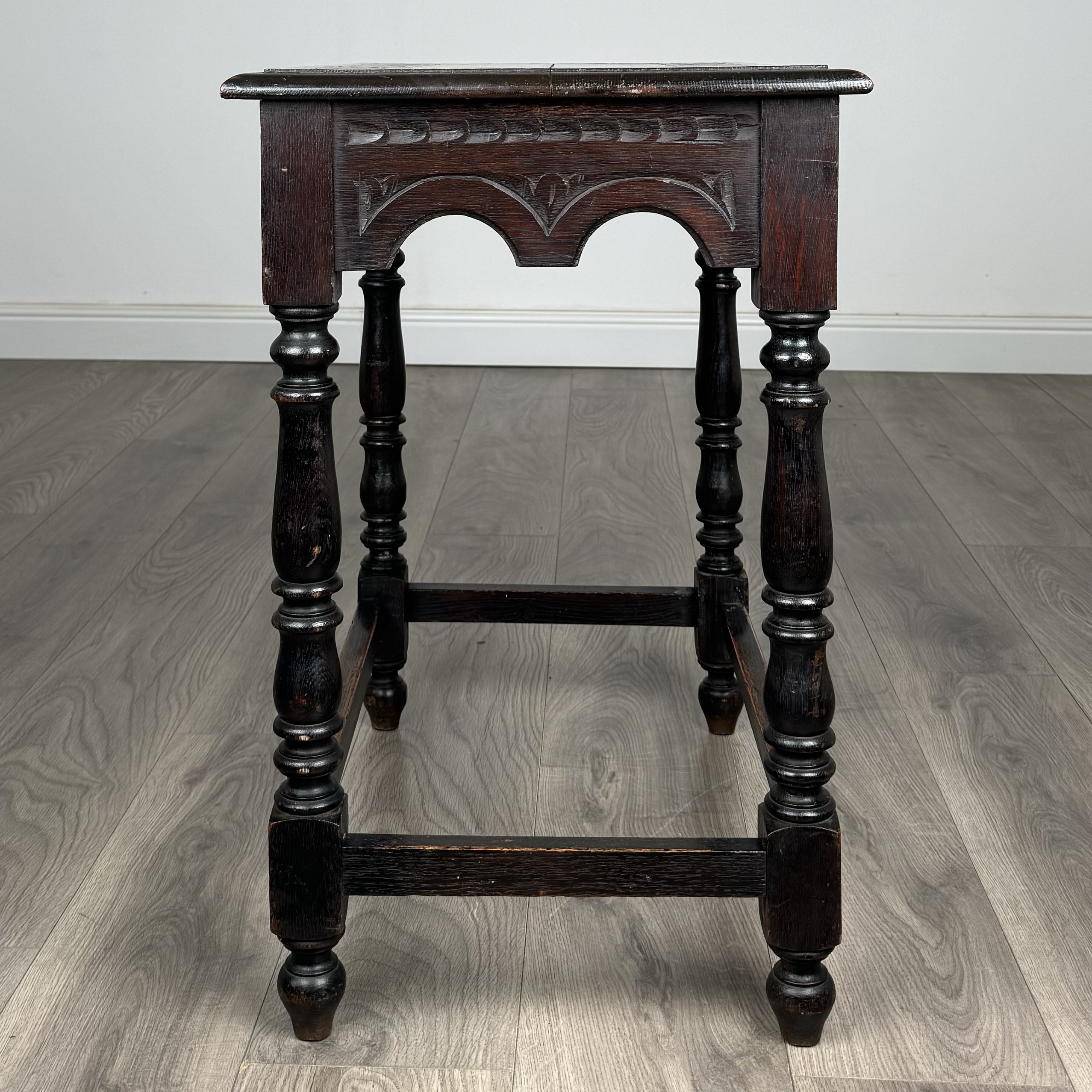 Antique 19th Century Carved Oak Side Table