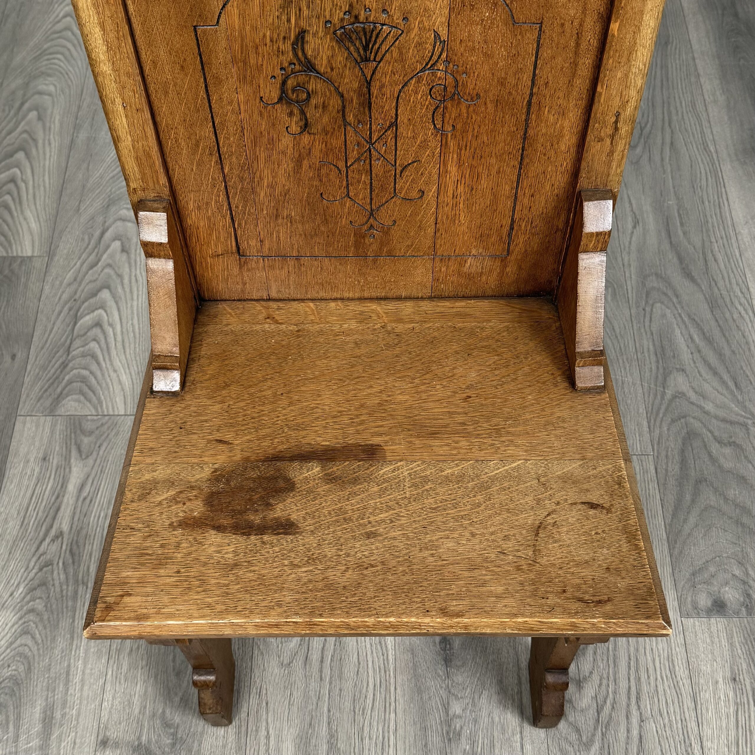 Antique 19th Century Pair Of Gothic Hall Chair’s In Oak