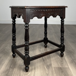 Antique 19th Century Carved Oak Side Table