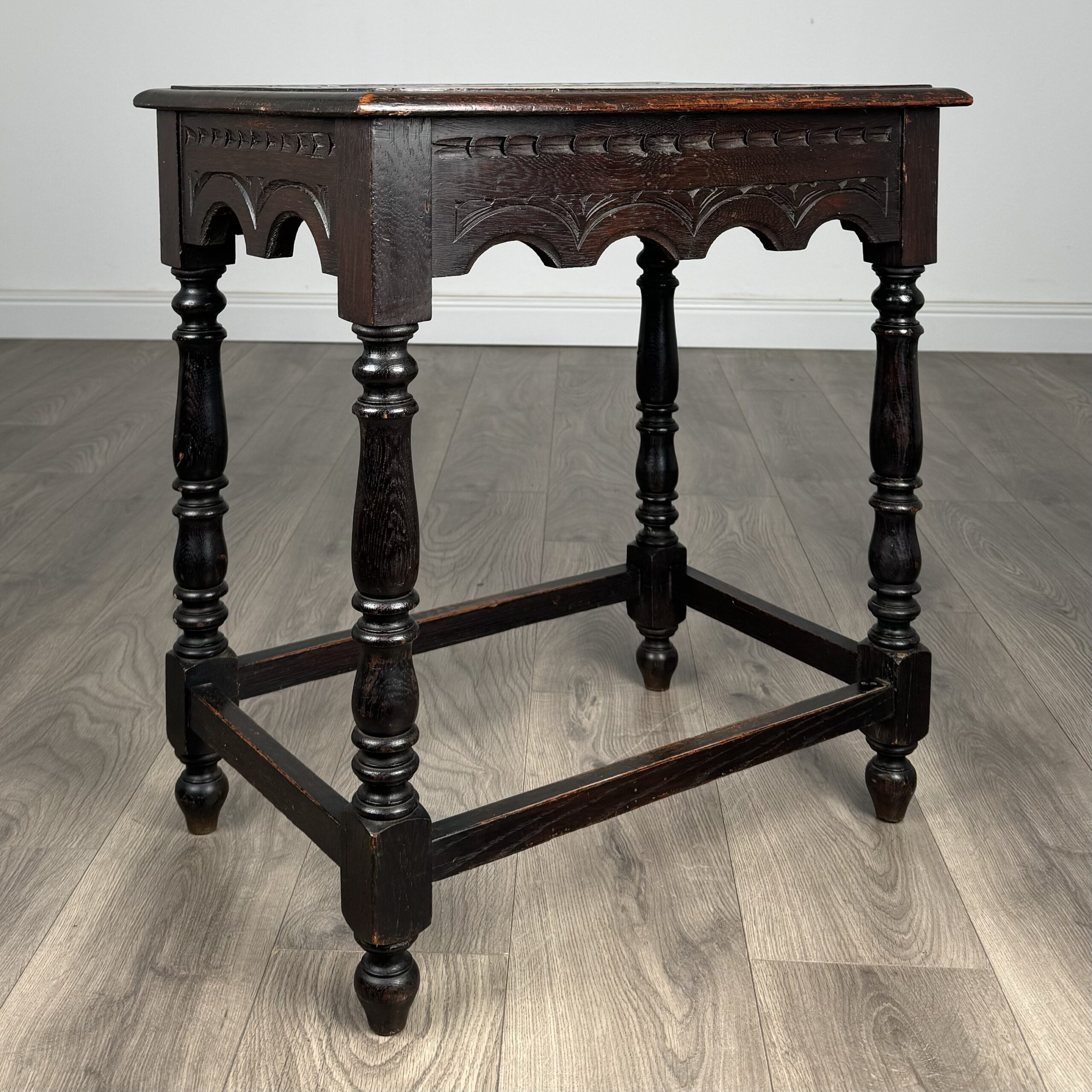Antique 19th Century Carved Oak Side Table