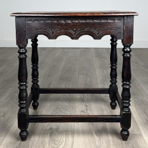 Antique 19th Century Carved Oak Side Table