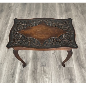 Antique 20th Century Carved Side Table In Oak