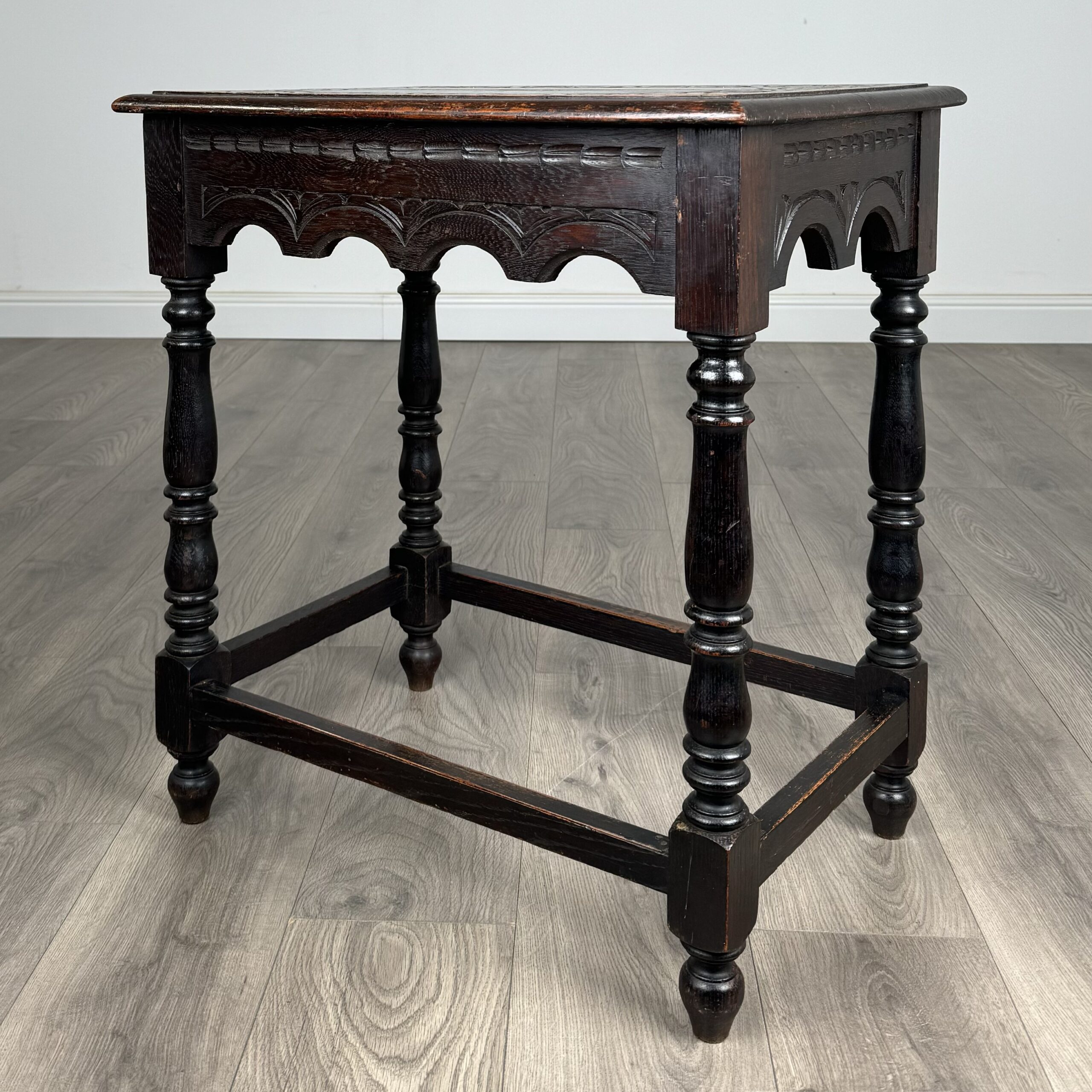 Antique 19th Century Carved Oak Side Table
