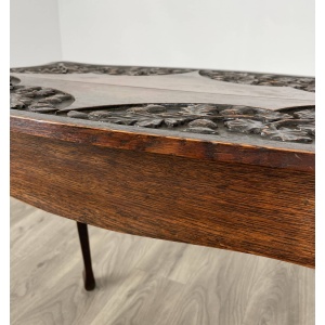 Antique 20th Century Carved Side Table In Oak
