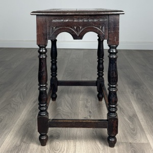 Antique 19th Century Carved Oak Side Table