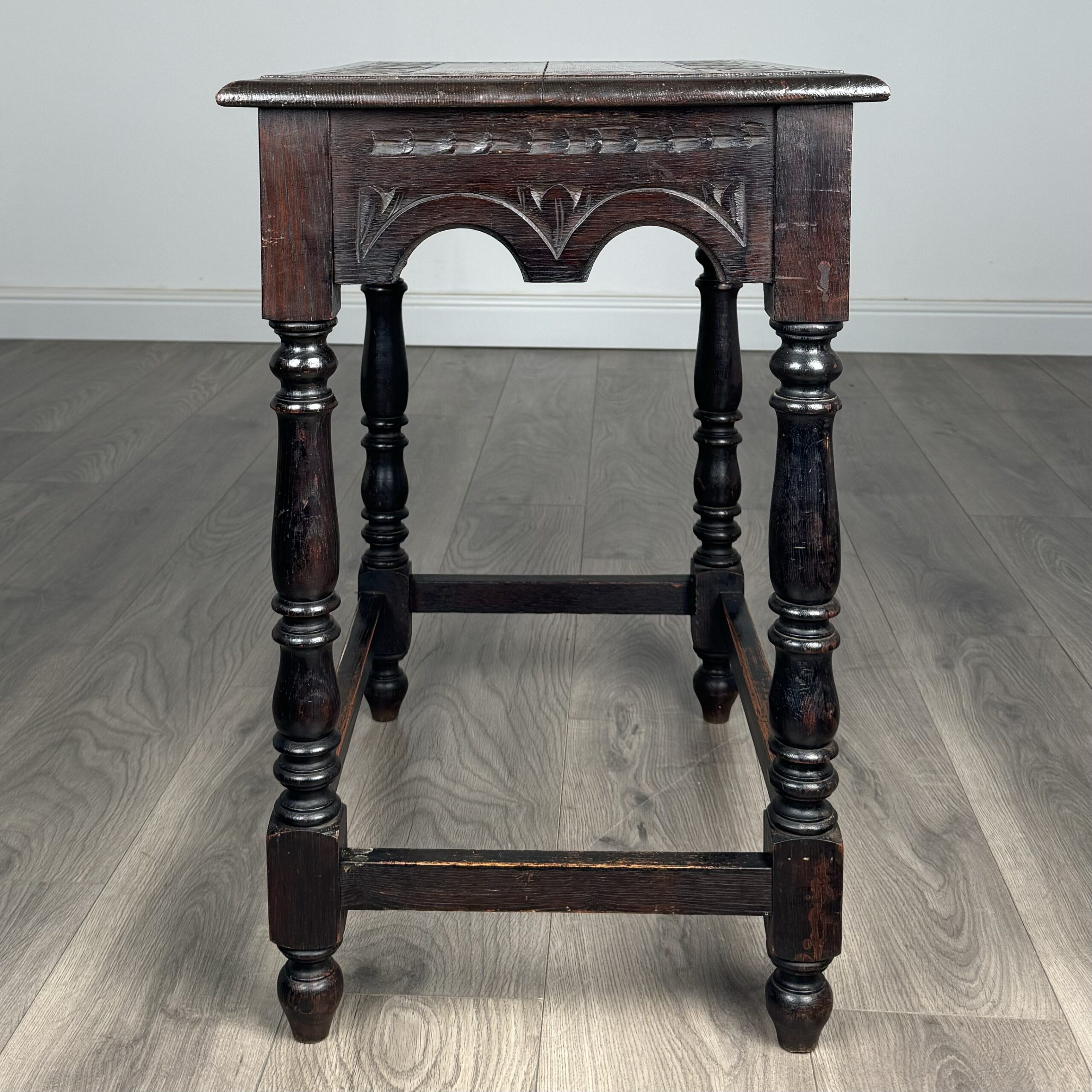 Antique 19th Century Carved Oak Side Table