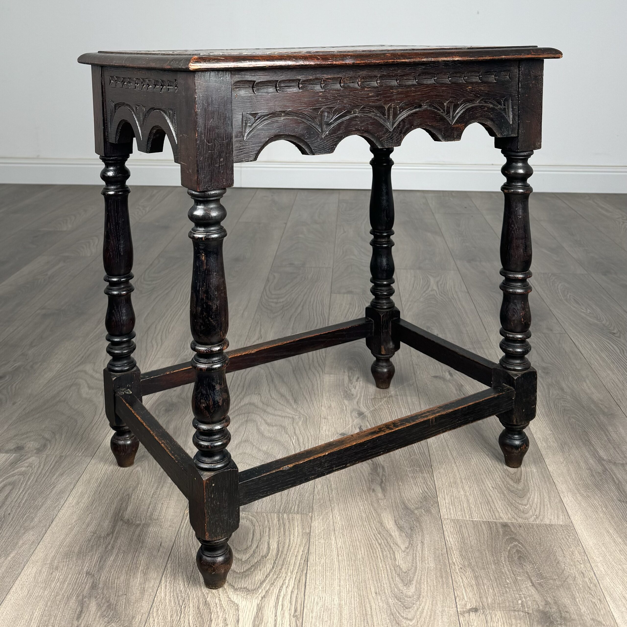 Antique 19th Century Carved Oak Side Table