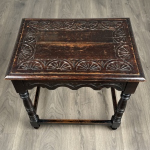 Antique 19th Century Carved Oak Side Table