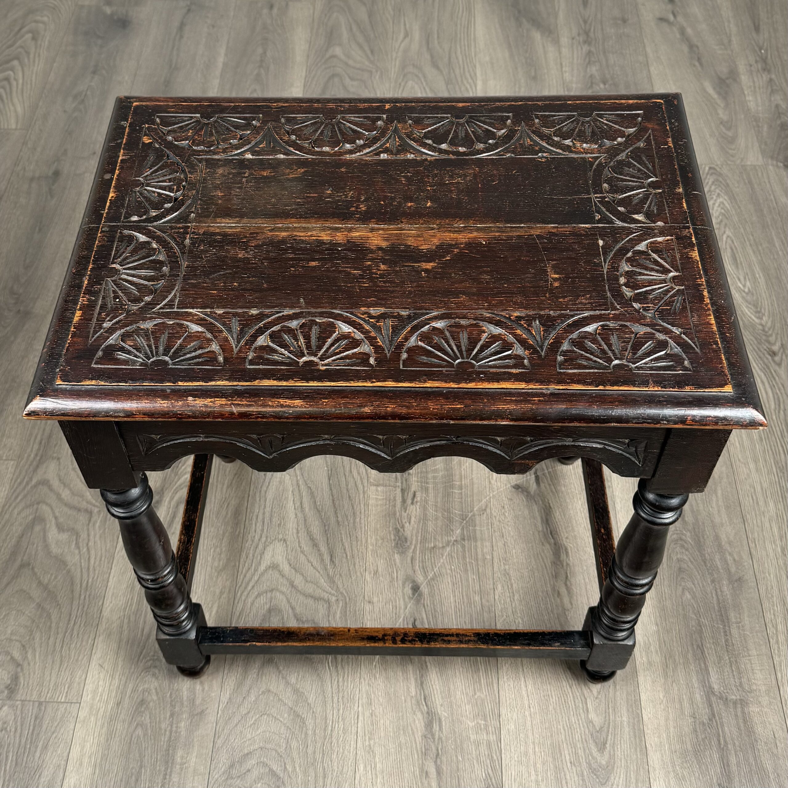 Antique 19th Century Carved Oak Side Table