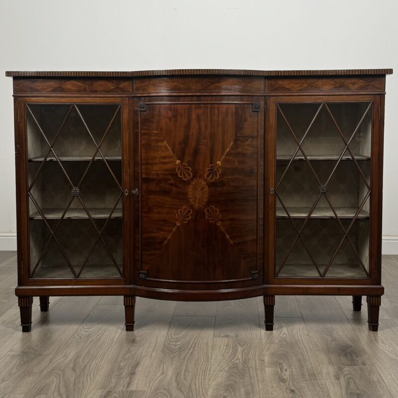 Antique Late 19th Century Inlaid Display Cabinet In Mahogany