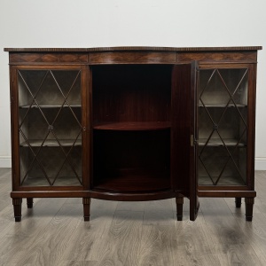 Antique Late 19th Century Inlaid Display Cabinet In Mahogany