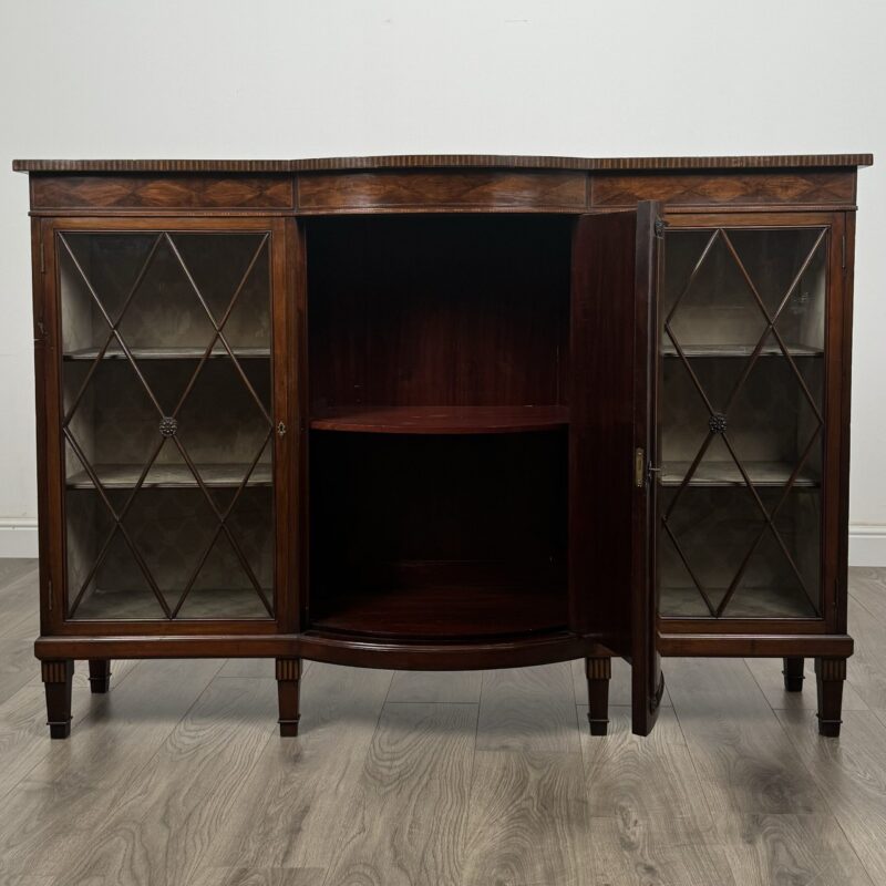 Antique Late 19th Century Inlaid Display Cabinet In Mahogany