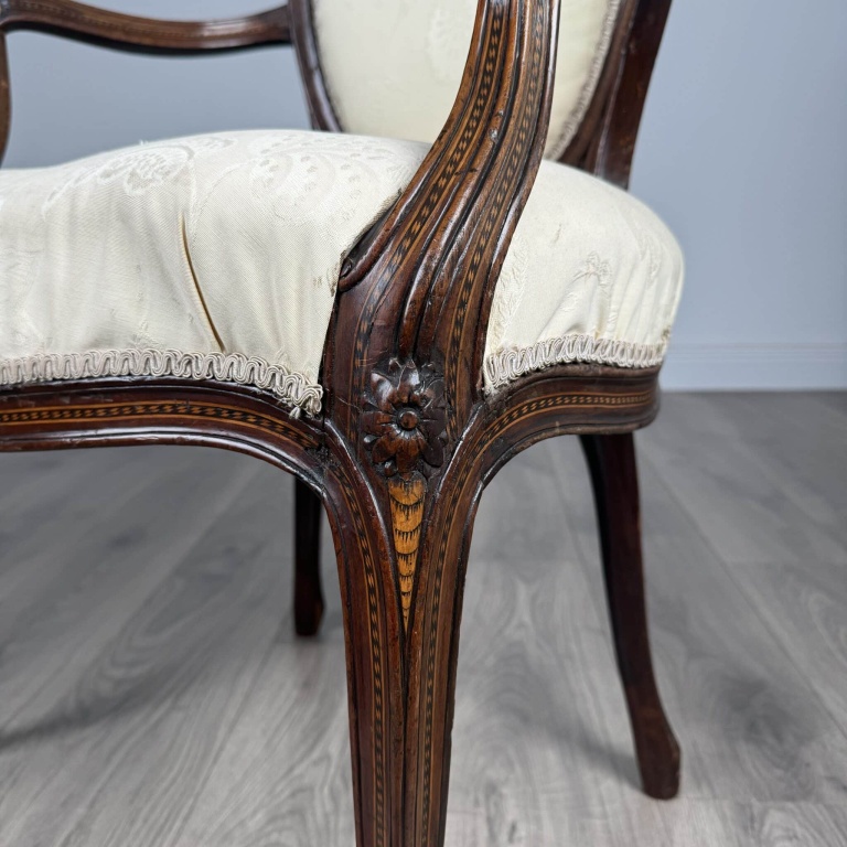 Antique 18th Century Hepplewhite Open Armchair In Mahogany - Image 11
