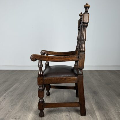 Antique 20th Century Pair Of Fine Quality Armchairs In Oak - Image 3