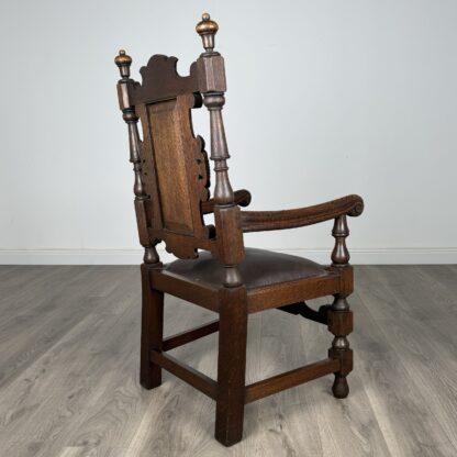 Antique 20th Century Pair Of Fine Quality Armchairs In Oak - Image 6